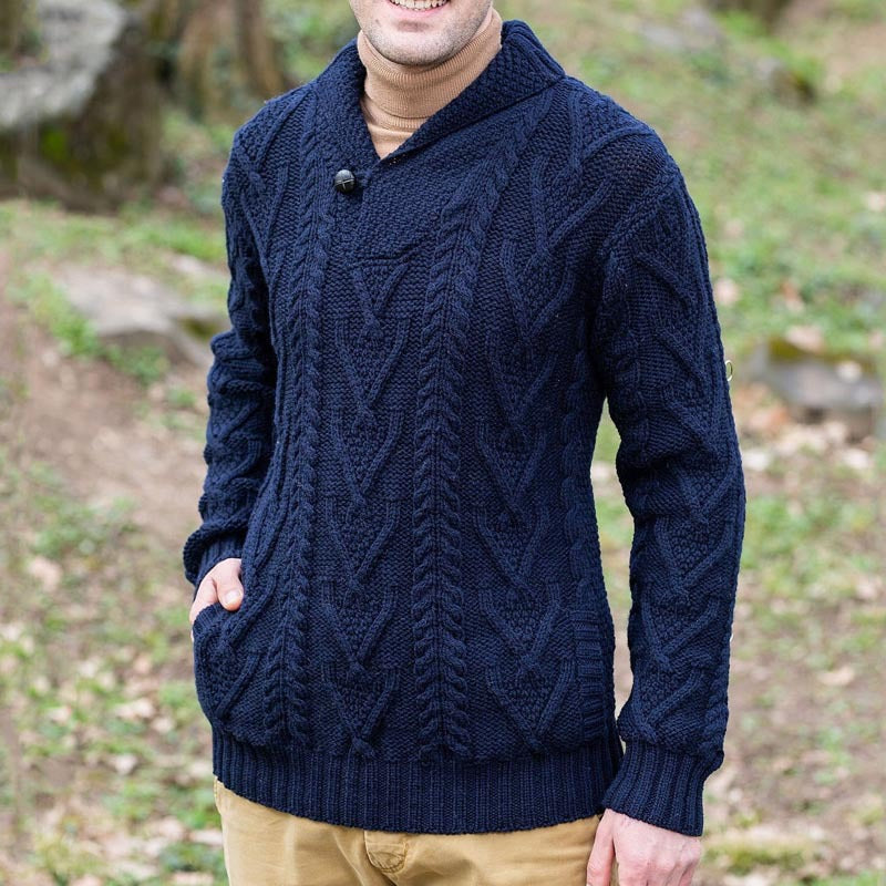 Herren Strickpullover mit klassischem Kragen und strukturiertem Muster Drune