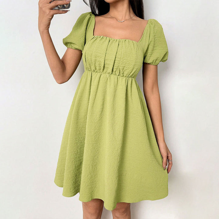 Damen Off-Shoulder Sommerkleid mit Puffärmeln und seitlichem Schlitz Drune