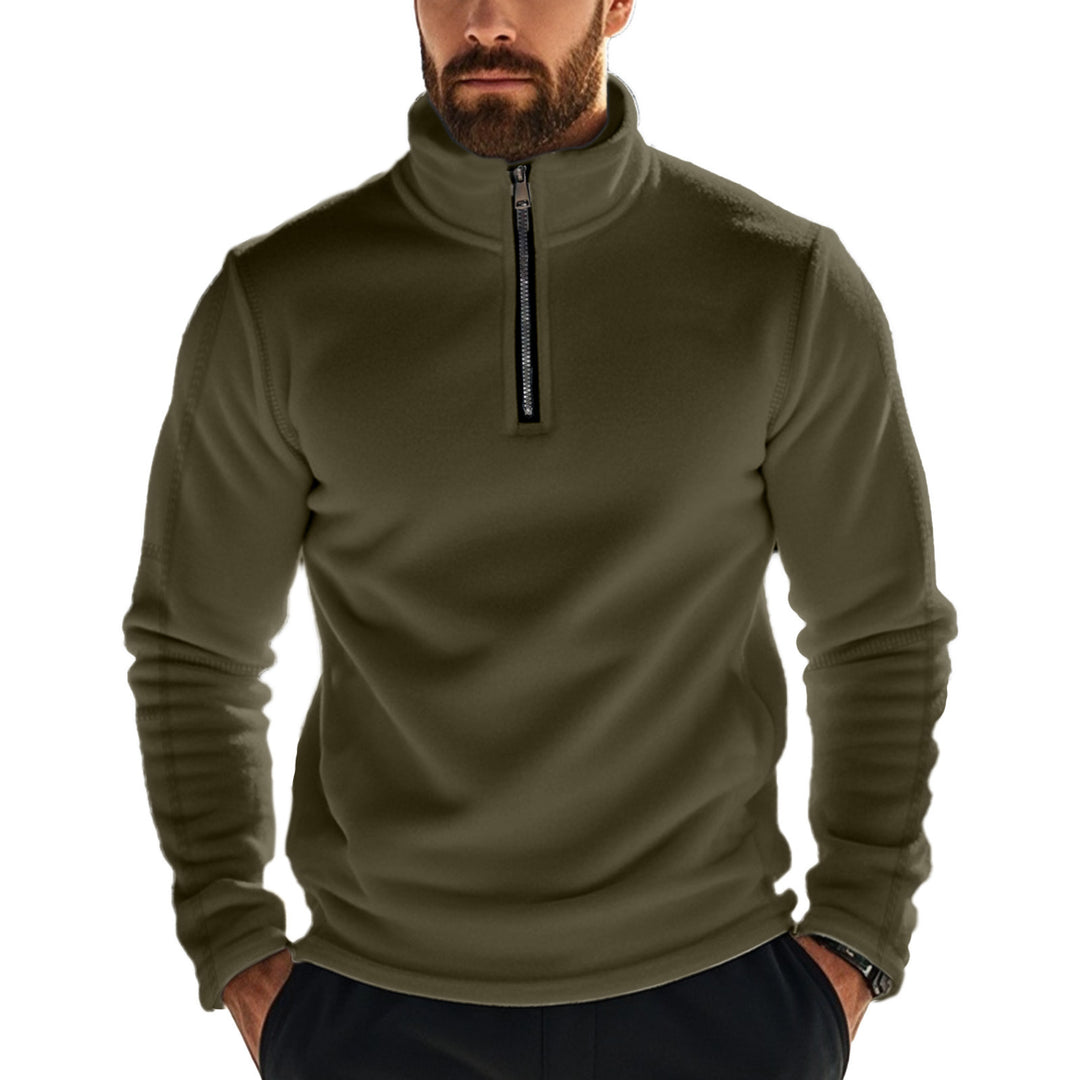 Herren nan funktionaler Fleecepullover mit Halbzip, Stehkragen und Raglanärmeln Drune