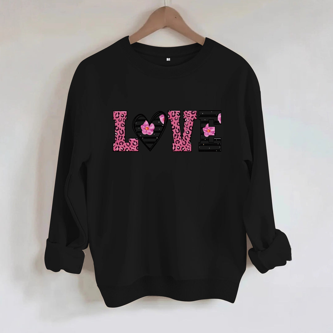 Damen Sweatshirt mit modernem Leopardenherz-Design und komfortablem Schnitt Drune