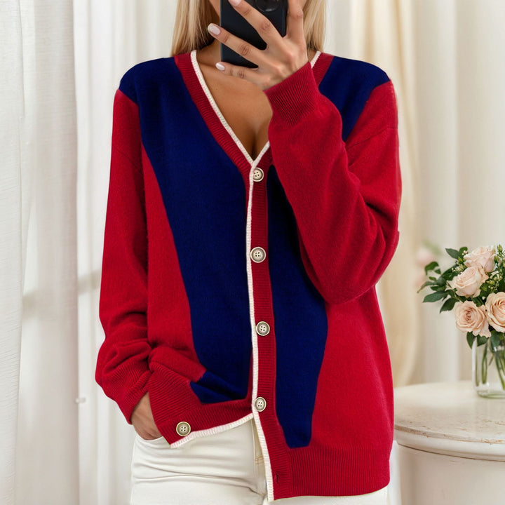 Damen Leichte Strickjacke mit modischem V-Ausschnitt Drune