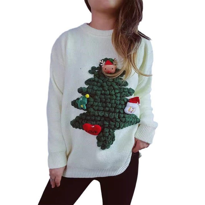Damen Weihnachts-Pullover mit festlichem 3D-Motiv und weichem Strick Drune