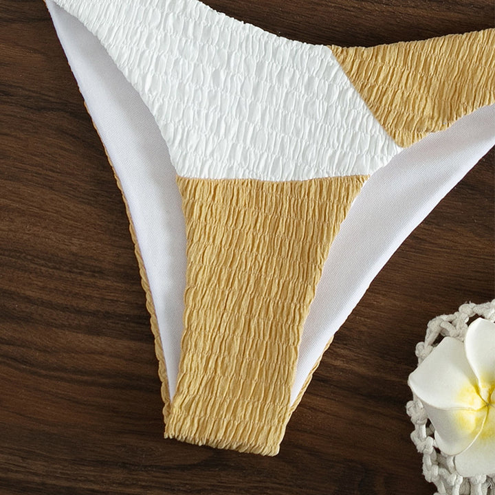 Damen Triangel-Bikini mit raffiniertem Wellenmuster und verstellbaren Trägern Drune
