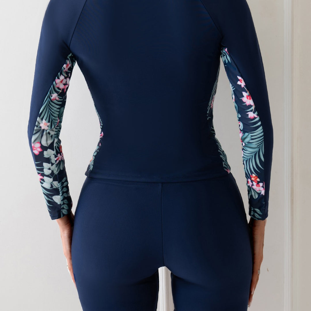 Damen Sportlicher Surfanzug mit floralem Einsatz Drune
