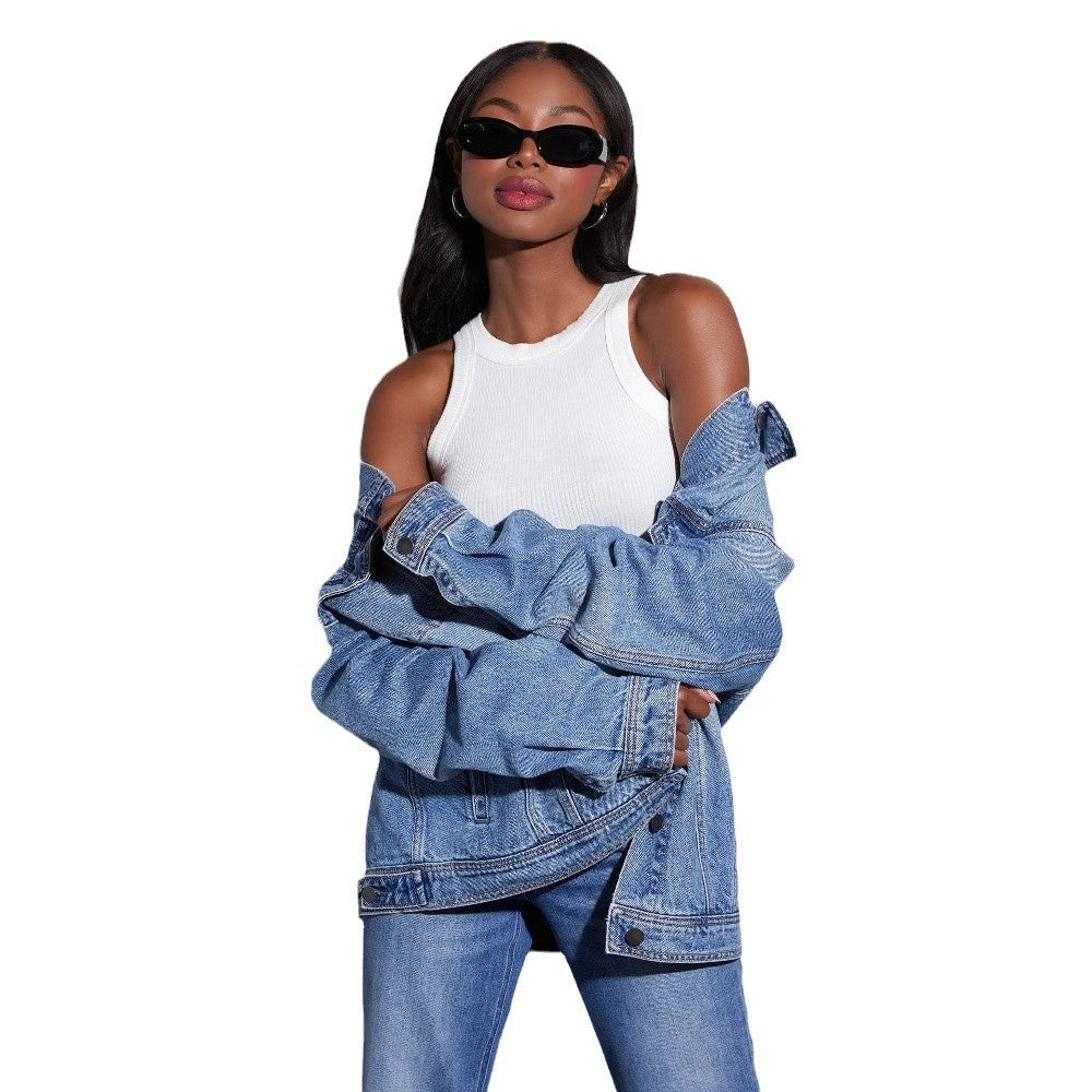 Damen Oversized Denimjacke mit modernen Details Drune