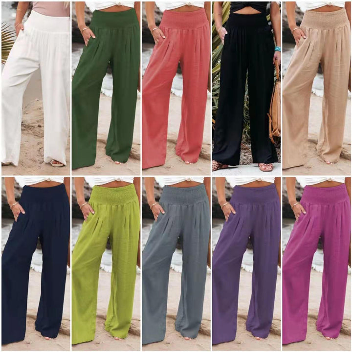 Damen Leichte und weite Sommerhose mit elastischem Bund Drune