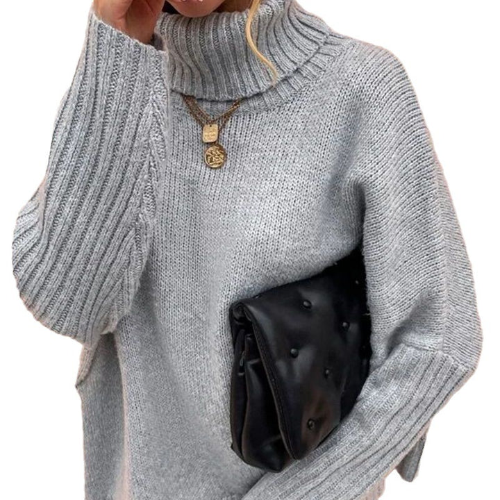 Damen Grobstrickpullover mit hohem Kragen Drune