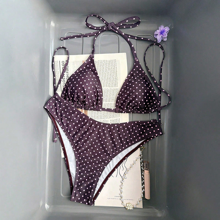 Damen Triangel-Bikini mit dekorativen Punkten Drune