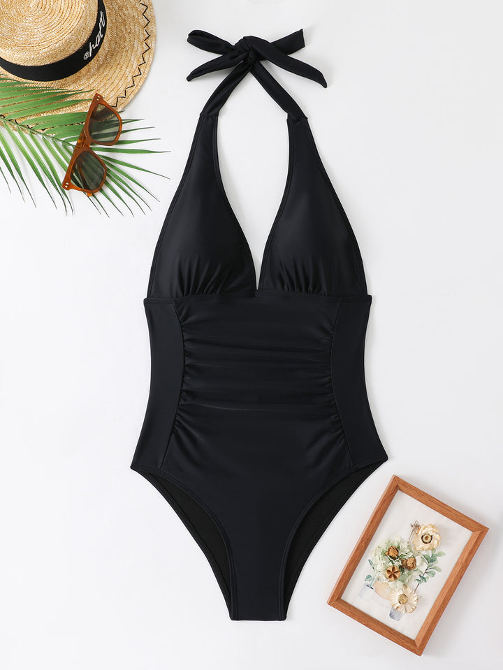 Damen Badesuit mit tiefem V-Ausschnitt und schnürbarem Halter Drune