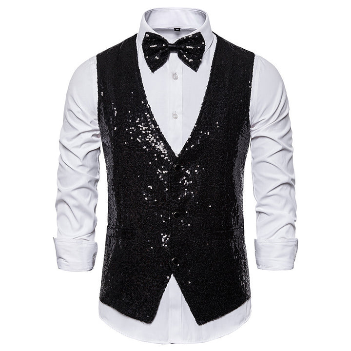 Herren Pailletten Kleid Weste Set Drune