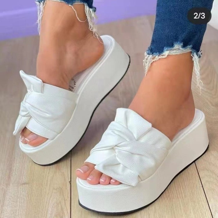 Damen Wedge-Pantoletten mit stilvollem Knotendesign und rutschfester Sohle Drune
