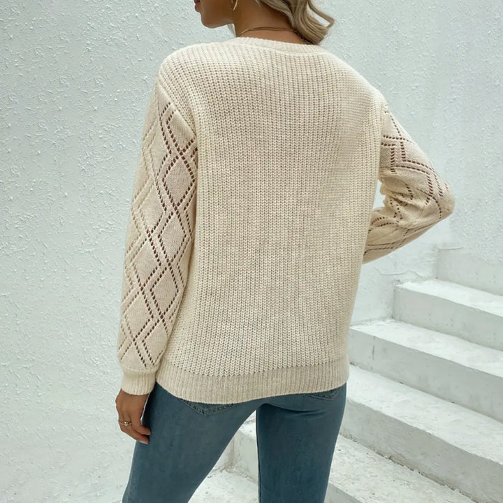 Damen Strickpullover mit V-Ausschnitt und luftigen Ärmelpartien Drune