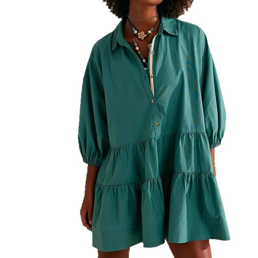 Damen lässiges Hemdblusenkleid Drune