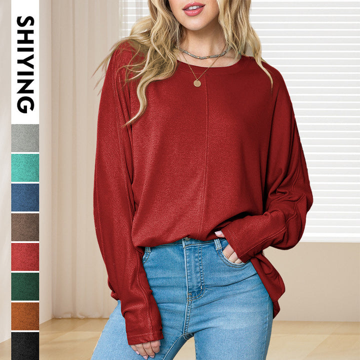 Damen lässiges Sweatshirt mit weitem Schnitt und strukturiertem Material Drune