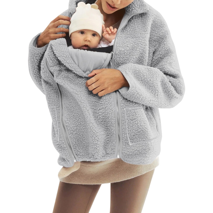 Damen nan oversized Teddyfleece Jacke mit Stehkragen und durchgehendem Reißverschluss Drune