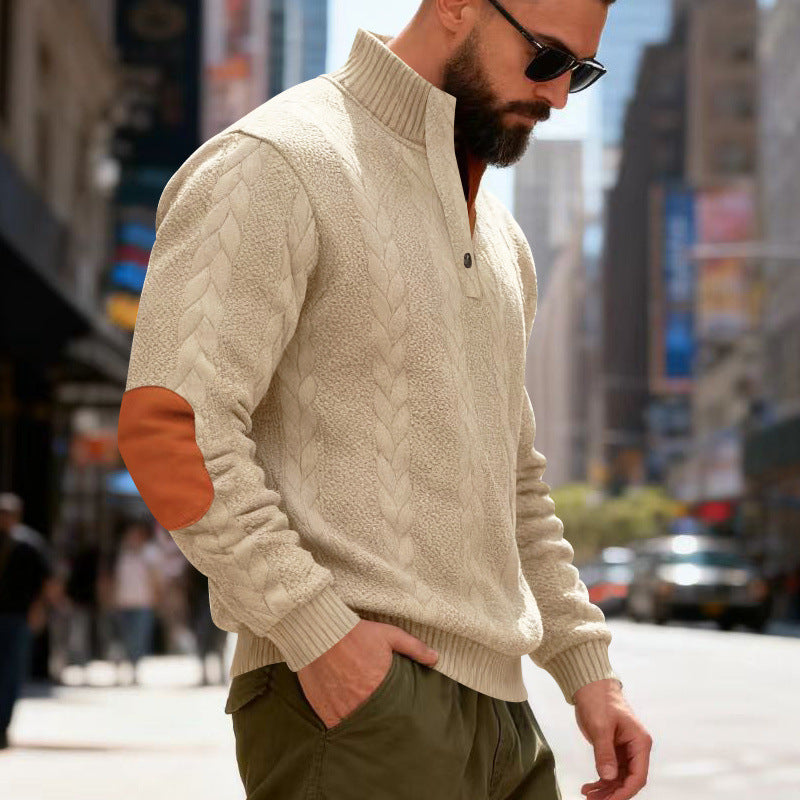Herren gestrickter Pullover mit Kontrastdetails und modernem Knopfverschluss Drune
