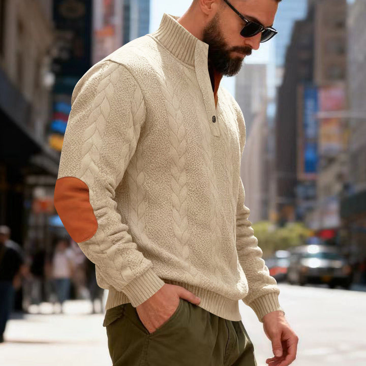 Herren gestrickter Pullover mit Kontrastdetails und modernem Knopfverschluss Drune