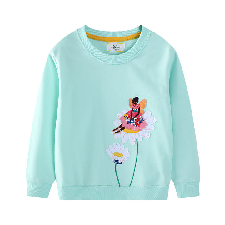 Mädchen Sweatshirt mit buntem Blumen- und Feenmotiv Drune