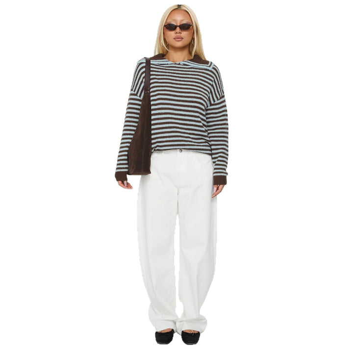 Damen Gestreifter Pullover mit lässiger Kapuze und weichem Material Drune