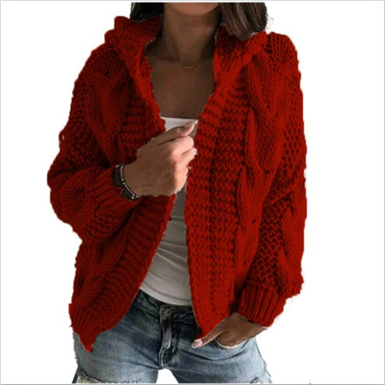 Damen Grobstrick-Cardigan mit Kapuze und tiefen Taschen Drune