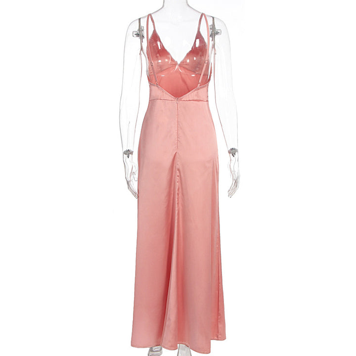 Damen Maxikleid mit raffinierten Trägern und elegantem V-Ausschnitt Drune