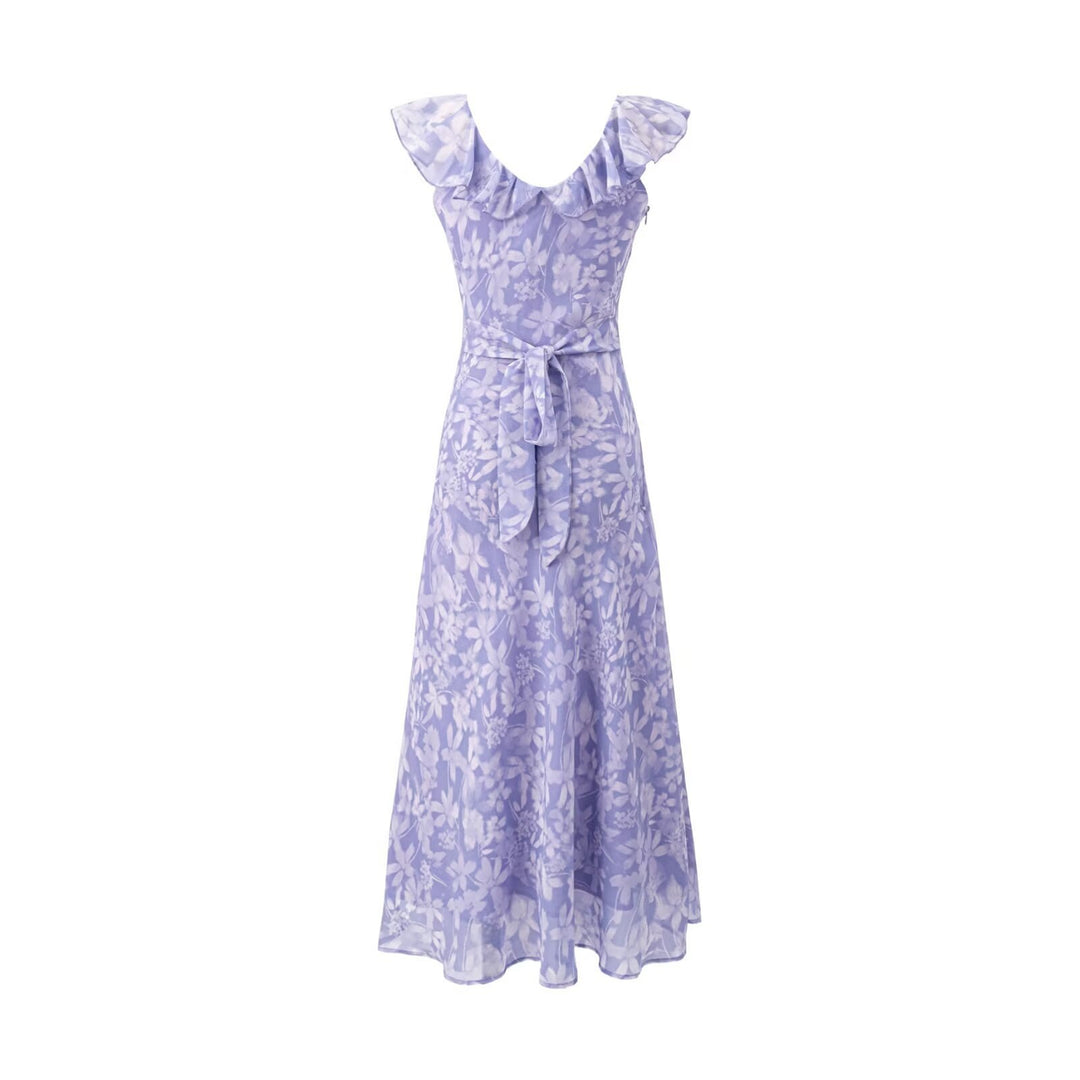 Damen Maxikleid mit romantischem Blumenmuster und raffinierten Rüschendetails Drune