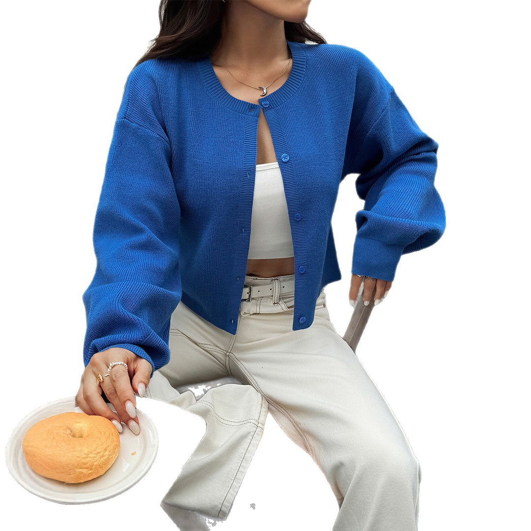 Damen Strickjacke mit Knopfleiste und voluminösen Ärmeln Drune