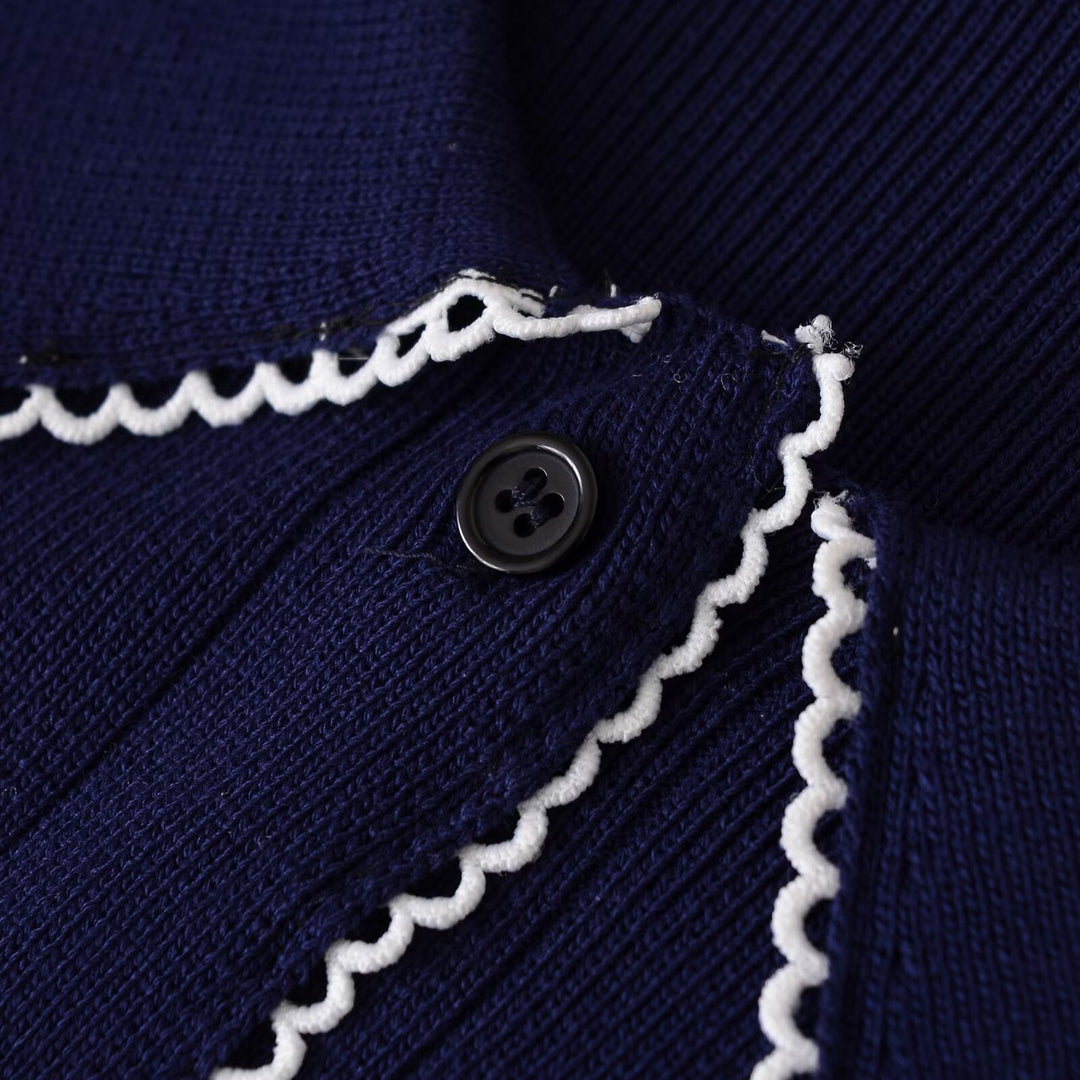 Damen modische Strickjacke mit Kragen und Knopfleiste Drune