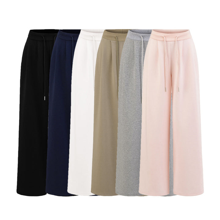 Damen Weite Lounge-Hose mit elastischem Bund und Kordelzug Drune