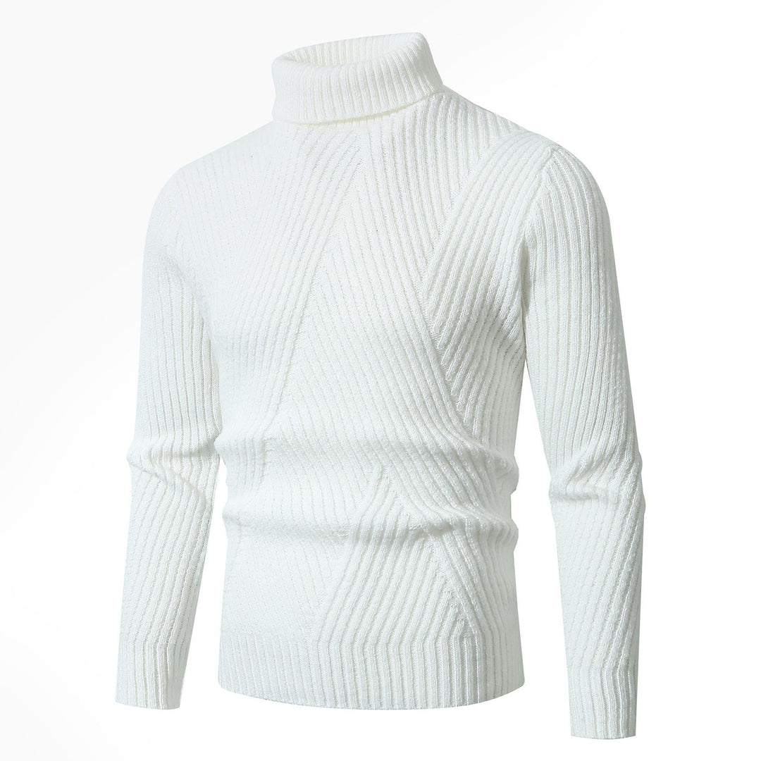 Herren Grobstrickpullover mit Stehkragen und dekorativem Strukturmuster Drune
