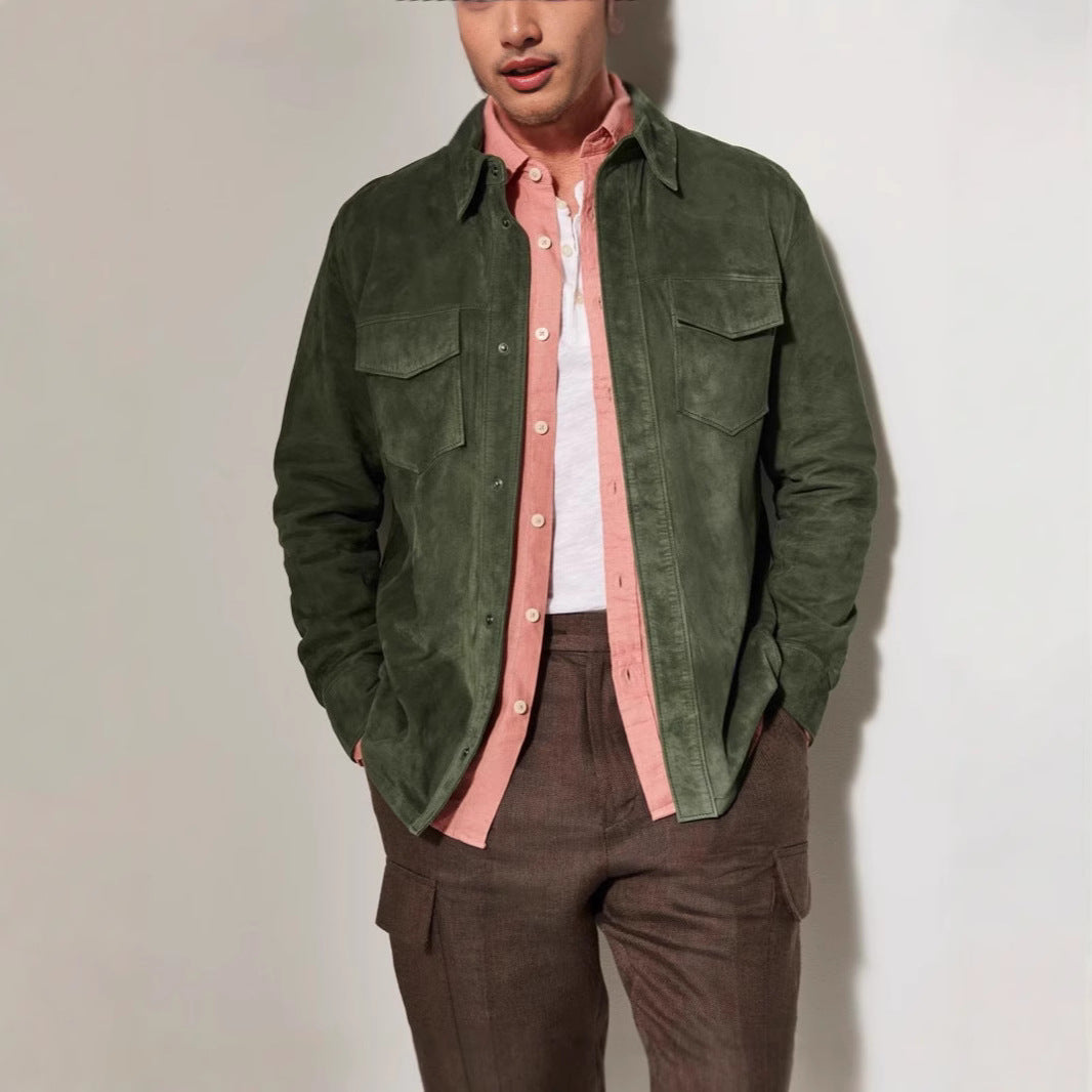 Herren Suede Jacke mit zwei aufgesetzten Taschen und modernem Schnitt Drune