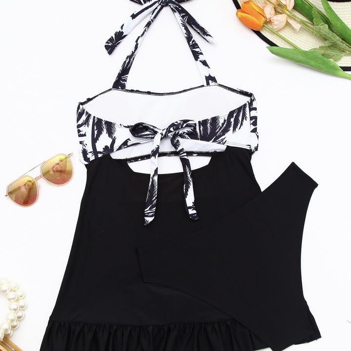 Damen Tankini-Set mit elegantem Wellenmuster und fröhlichem Rüschensaum Drune