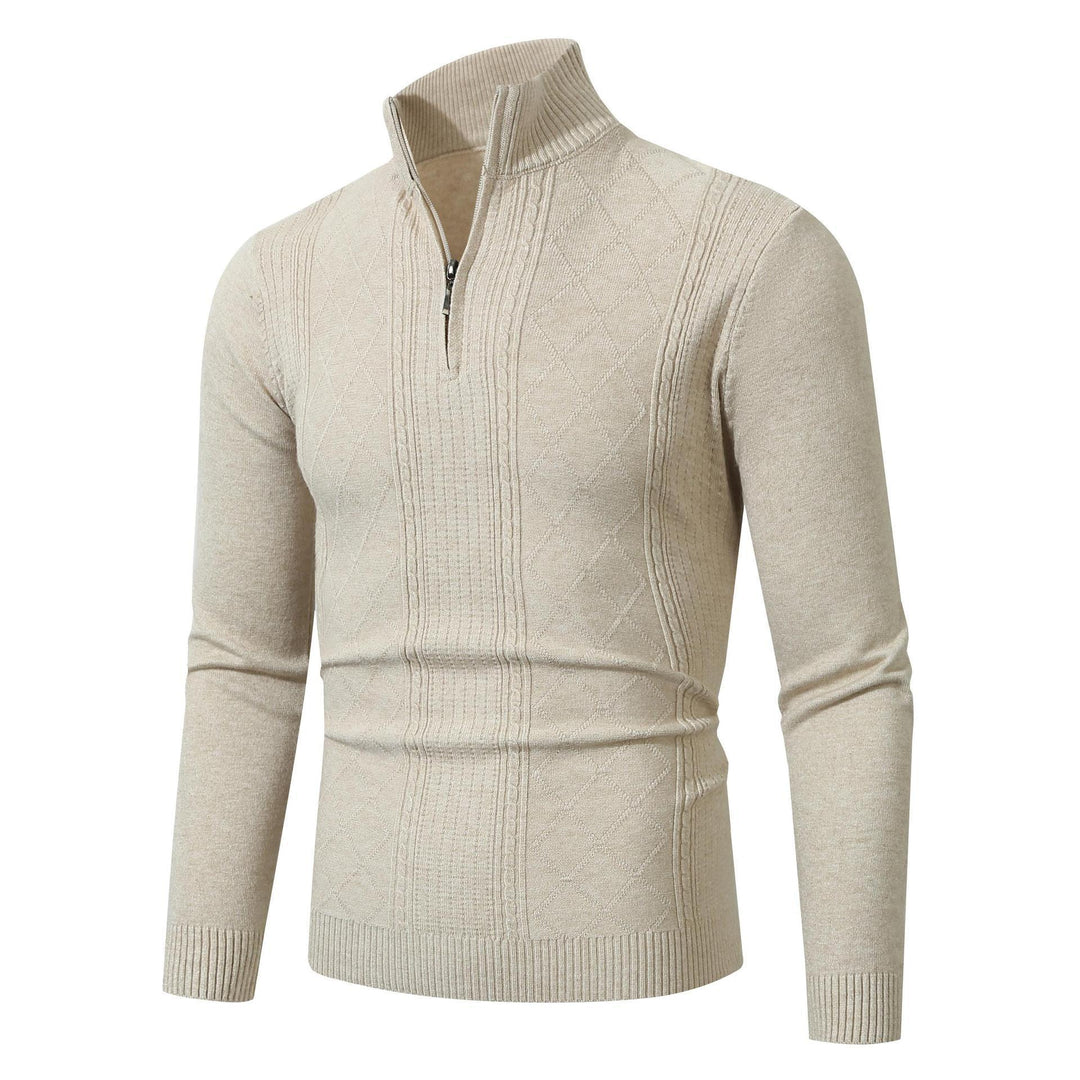 Herren Strickpullover mit hochabschließendem Reißverschluss und modernem Zopfmuster Drune