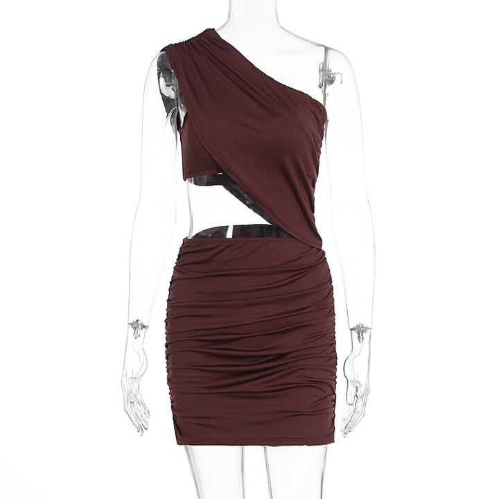 Damen figurbetontes Minikleid mit asymmetrischem Design und raffinierten Drapierungen Drune