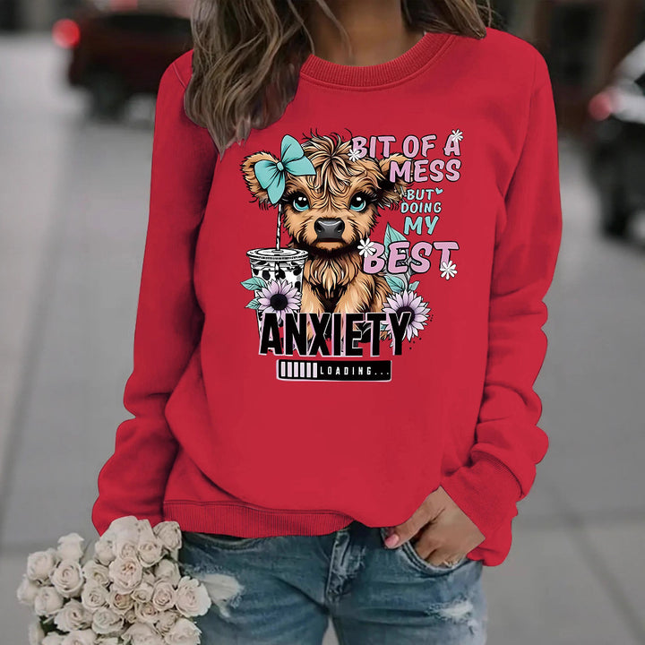 Damen Sweatshirt mit kreativem Hundedesign und inspirierendem Schriftzug Drune