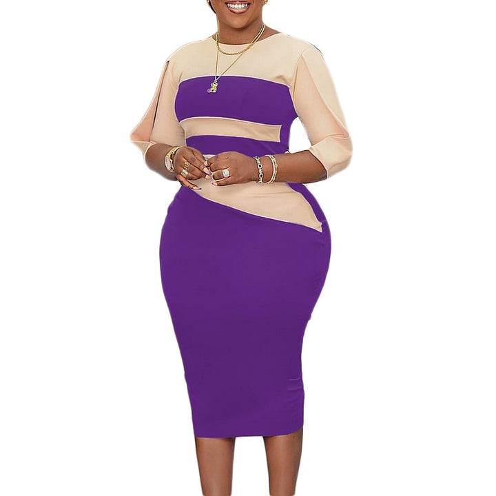Damen Figurbetontes Kleid mit asymmetrischem Design und eleganten Ärmeln Drune