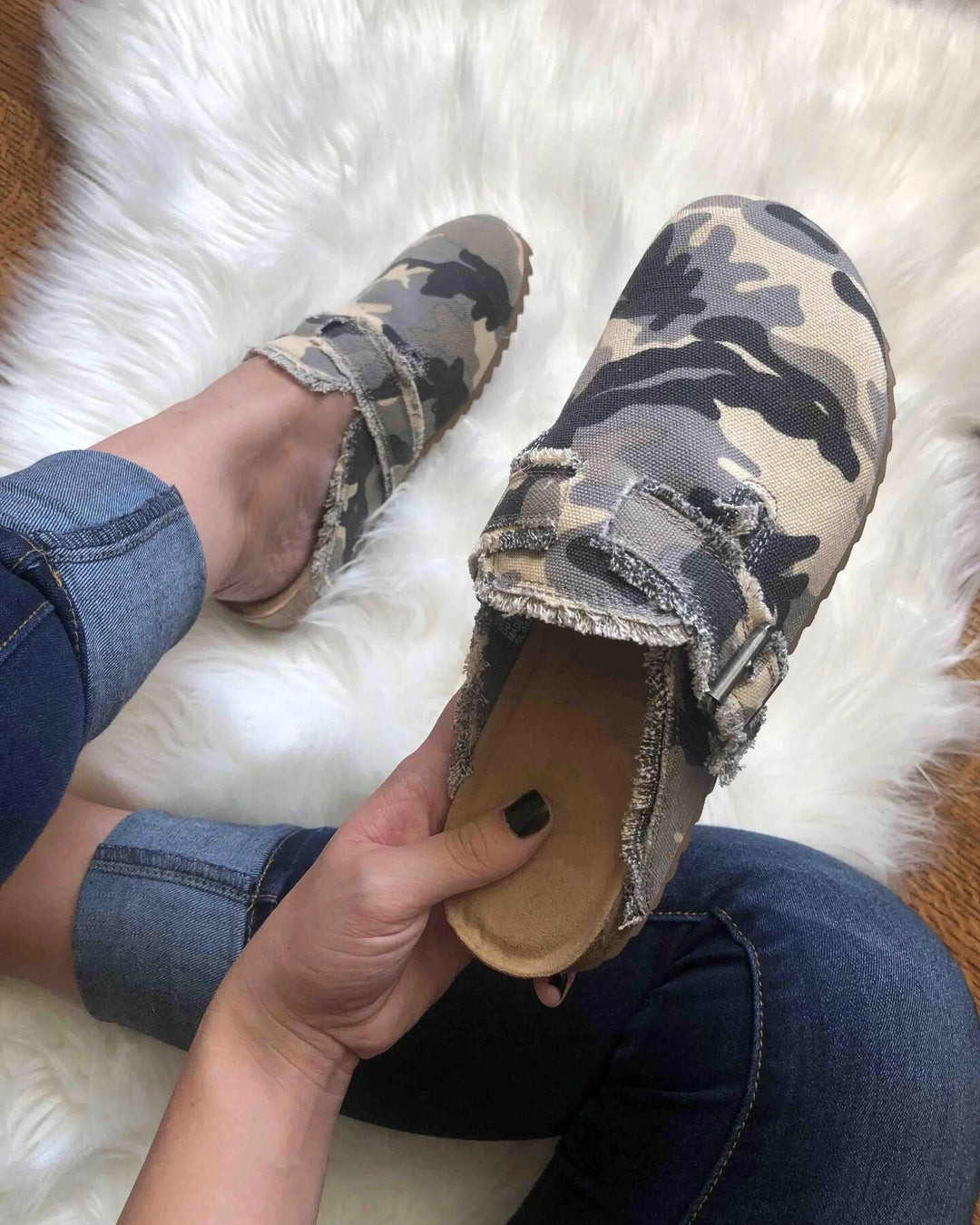 Damen Clogs mit lässigem Camouflage-Design und weichem Fußbett Drune