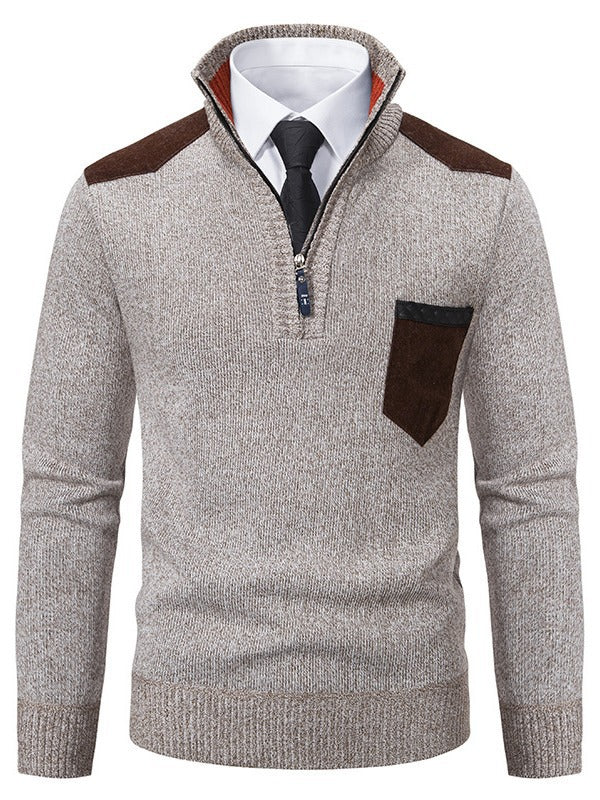 Herren modischer Pullover mit kurzem Reißverschluss und eleganten Details Drune