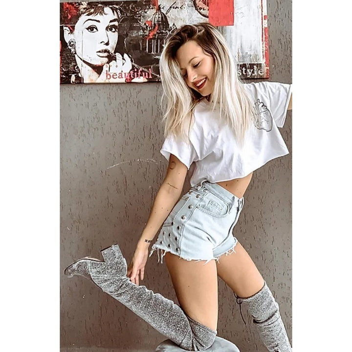 Damen Jeansrock mit modischen Nieten und lässigem Schnitt Drune