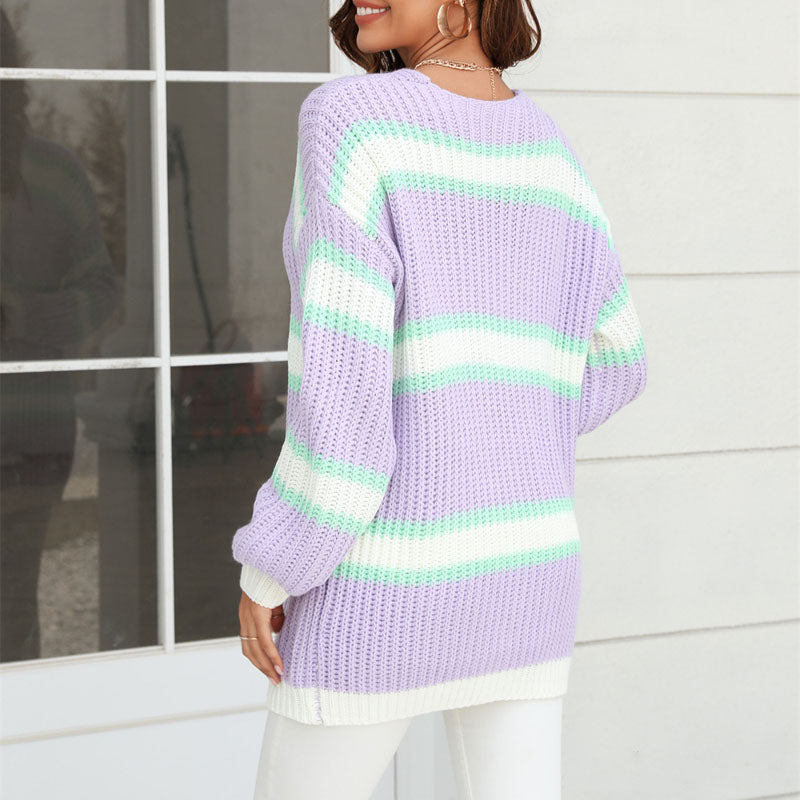 Drune | Cardigan mit Streifen Weiche Strickware Lässiger und Farblicher Look