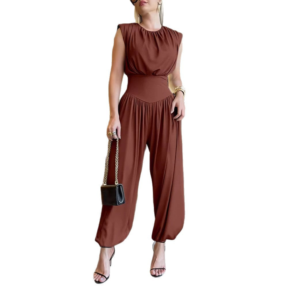 Damen modischer Jumpsuit mit elastischem Taillenbund und innovativem Schnitt Drune