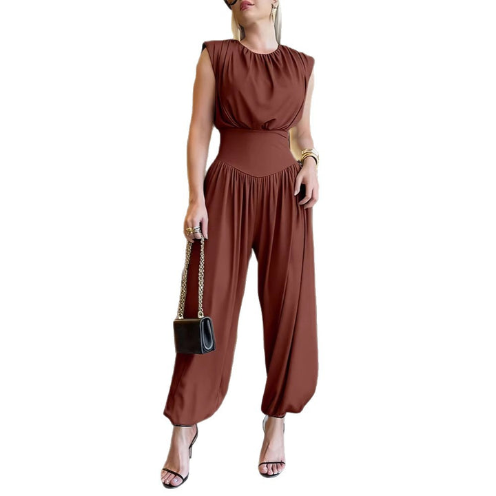 Damen modischer Jumpsuit mit elastischem Taillenbund und innovativem Schnitt Drune