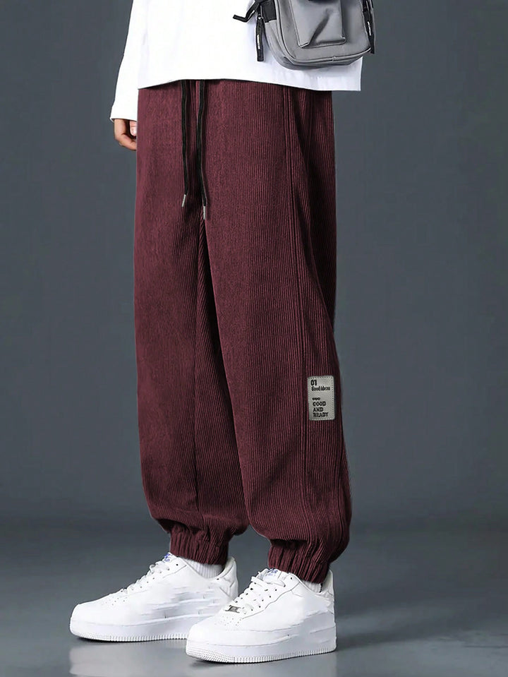 Herren nan Relax-Freizeithose aus feiner Breitkordstruktur mit Tunnelzug und elastischen Knöchelabschlüssen Drune