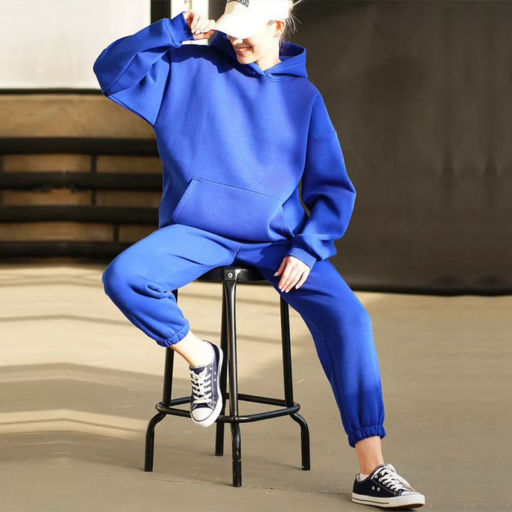 Damen entspannter Kapuzenpullover und Jogginghosen-Set Drune