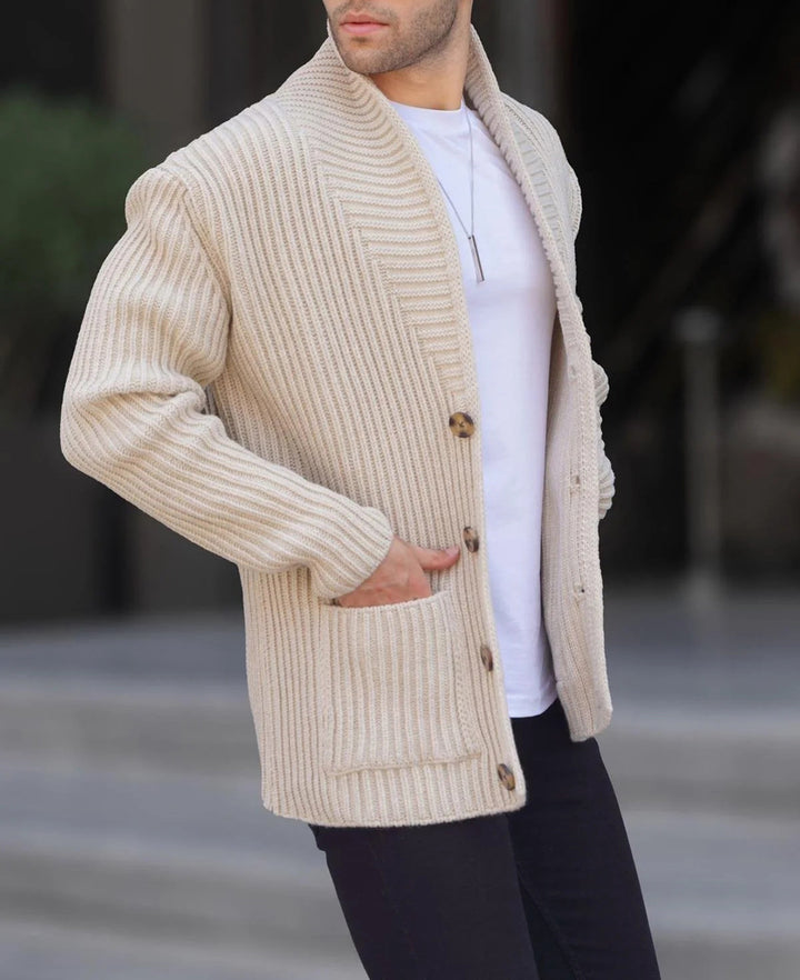 Herren Strickjacke mit tiefem Ausschnitt und knöpfen Drune