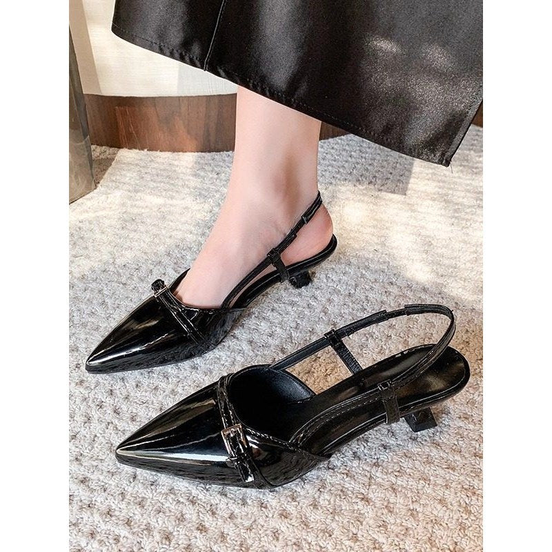 Damen spitze Slingback Ballerinas mit eleganter Schnalle Drune