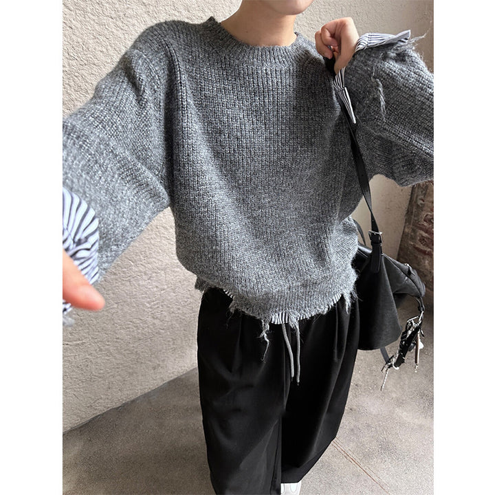 Damen lässiger Pullover mit modischem Fransen-Design und komfortabler Passform Drune