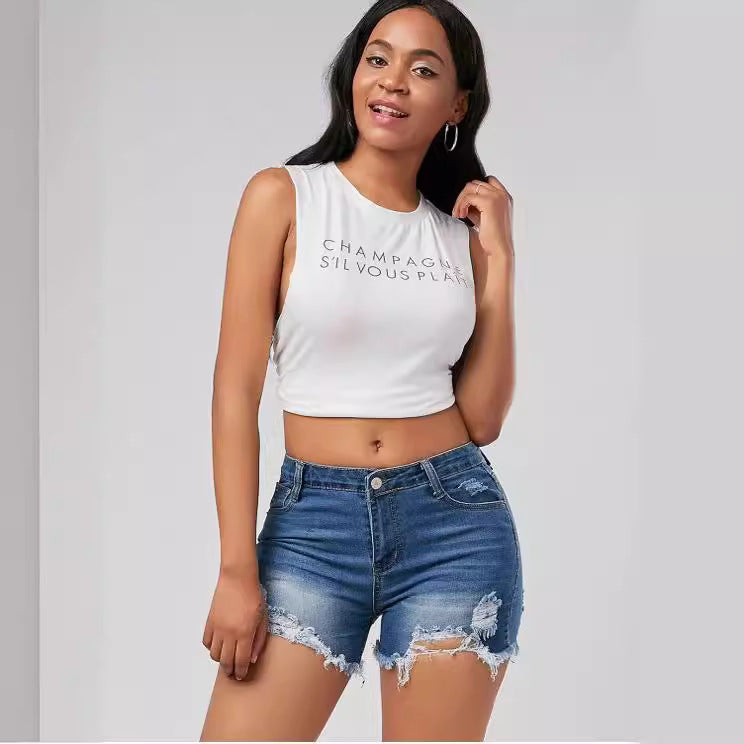 Damen Destroyed Denim Shorts Drune
