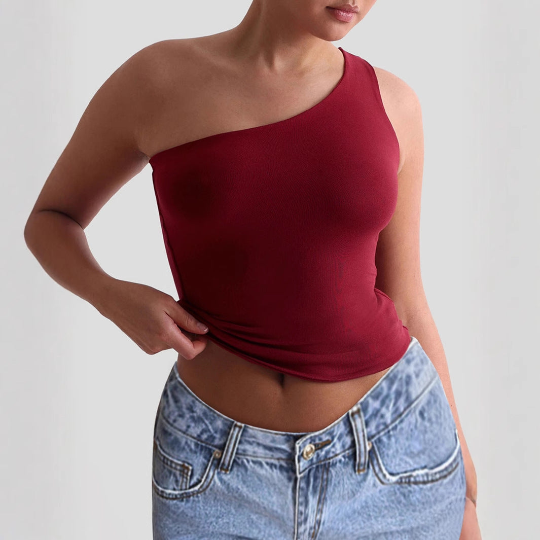 Damen asymmetrisches Trägershirt aus elastischem Material Drune