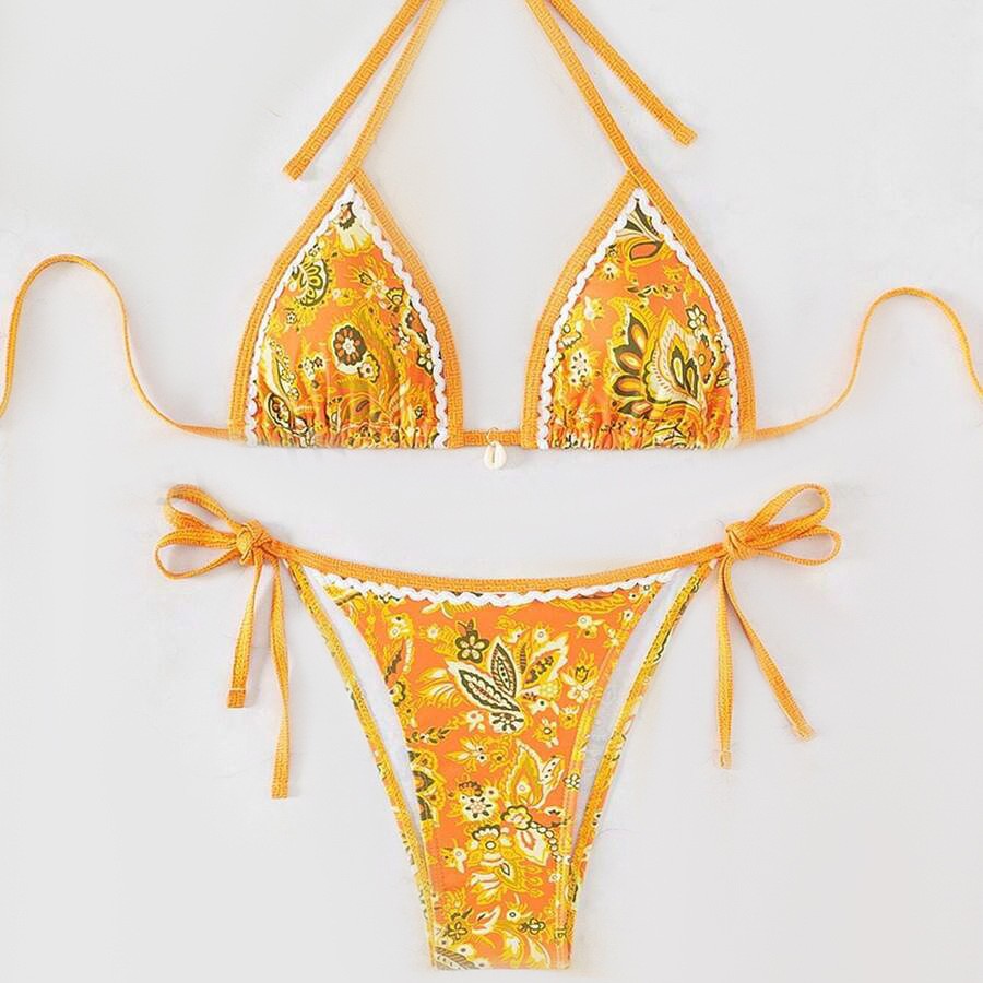 Damen Triangel-Bikini mit aufwendigem Floral-Design Drune